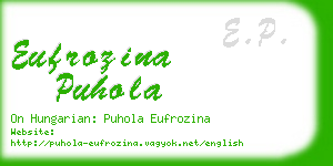 eufrozina puhola business card